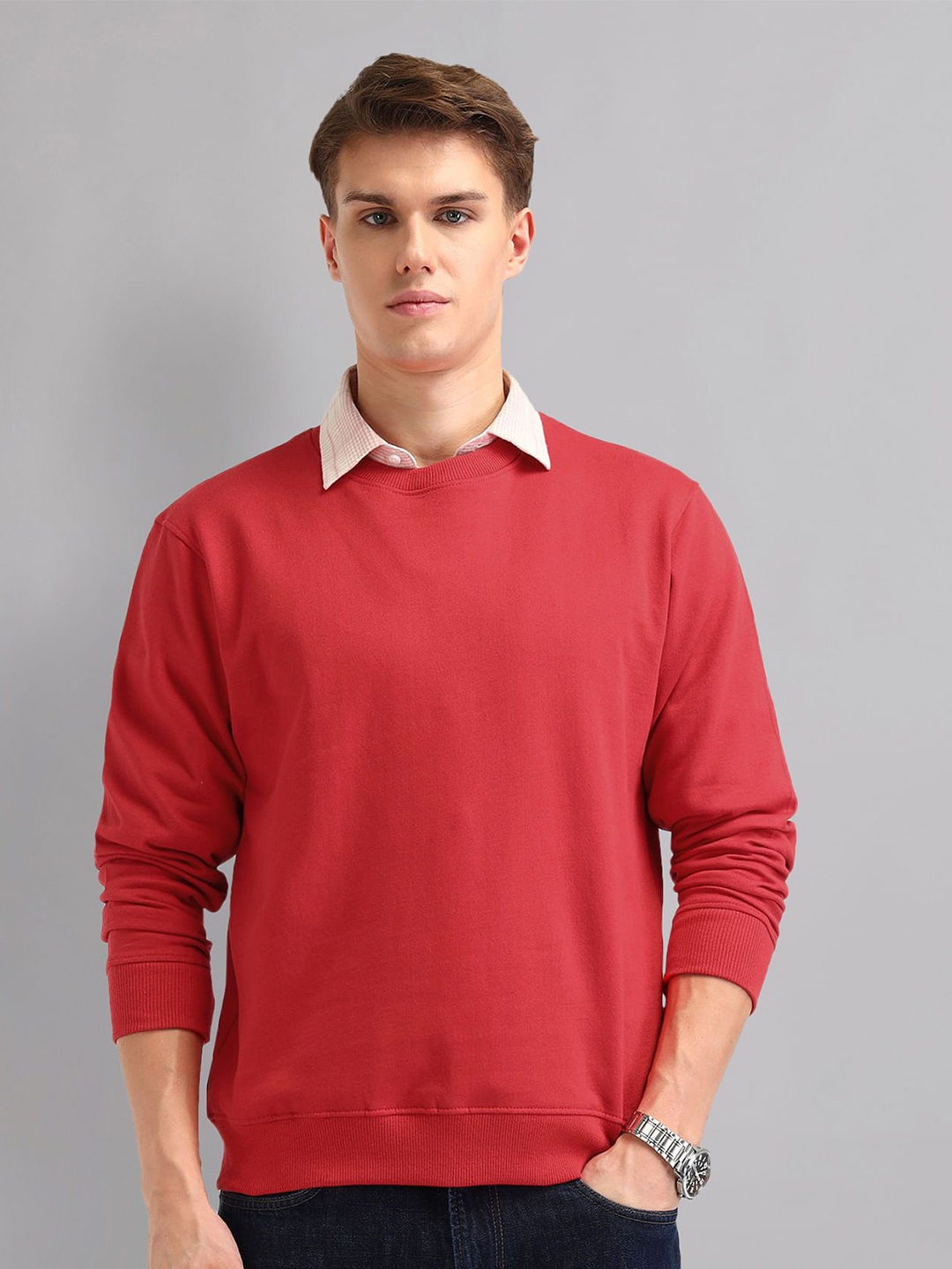 

AD By Arvind Men Pullover Cotton Sweatshirt, Red