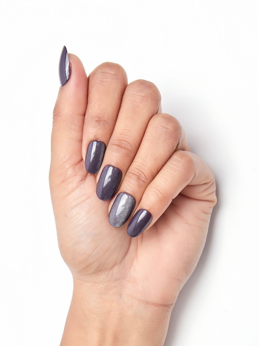 

FEELHIGH Set Of 24 Handmade Press On Cat Eye Salon Quality Reusable Nails - E-13, Navy blue
