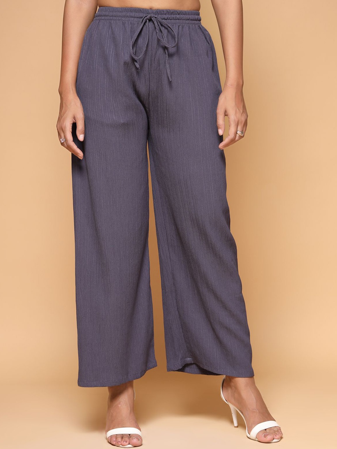 

KATLINE Women Relaxed Straight Leg Trousers, Grey