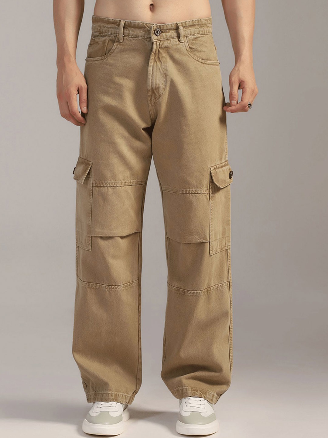 

DI LUSSO Men Mid-Rise Straight Fit Cargo Styles Jeans, Olive