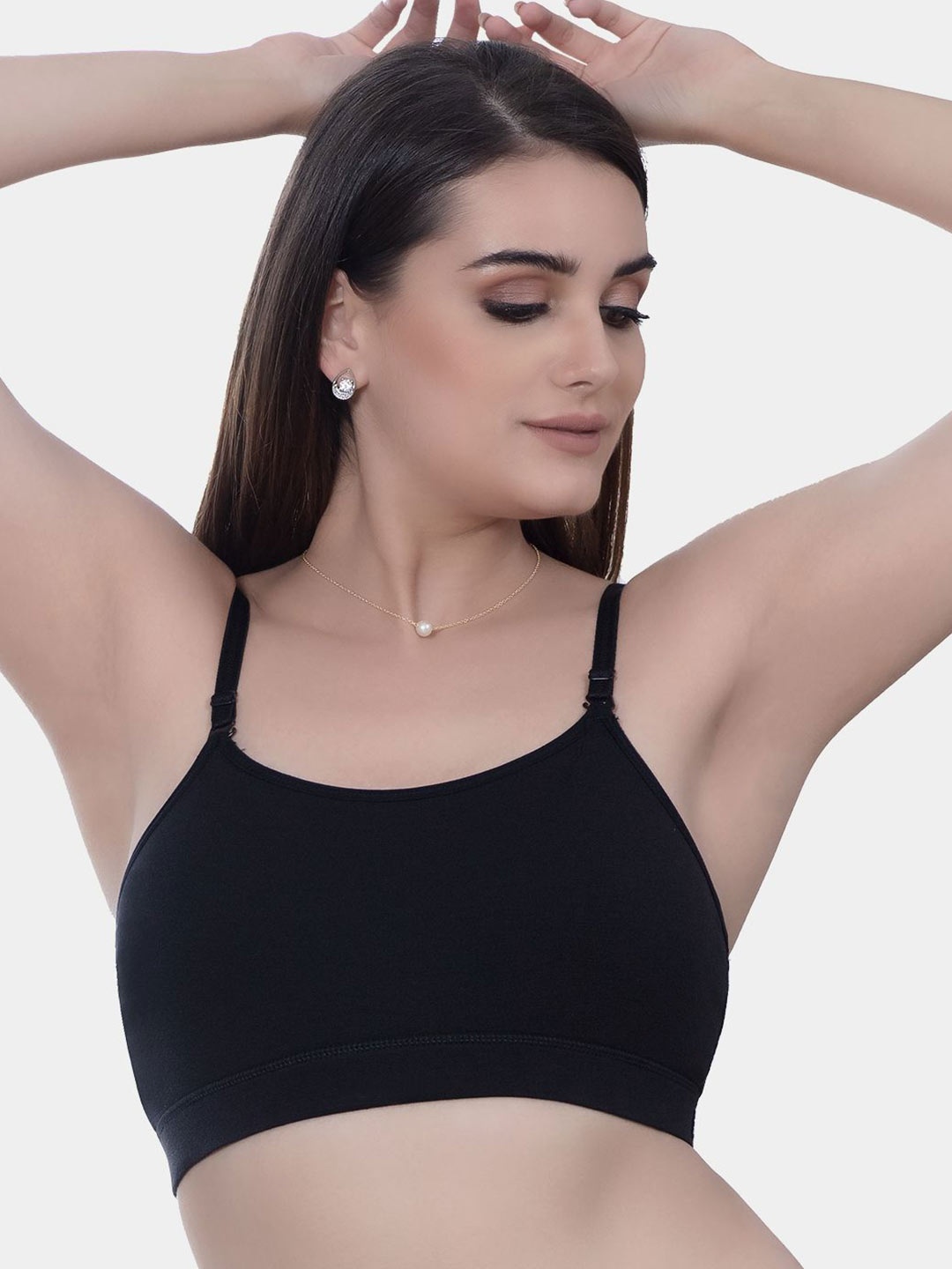 

Trylo TEEN-13 Cotton Non-Padded Non-Wired Beginners Bra, Black