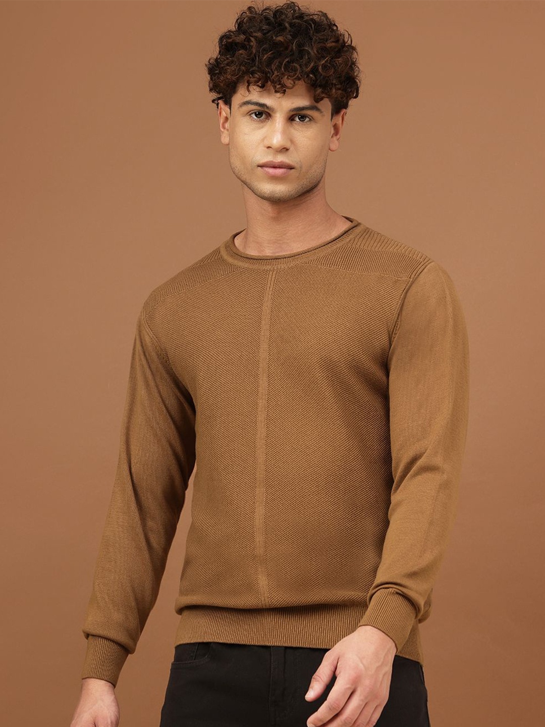 

Richlook Men Self Design Long Sleeves Round Neck Sweatshirt, Brown