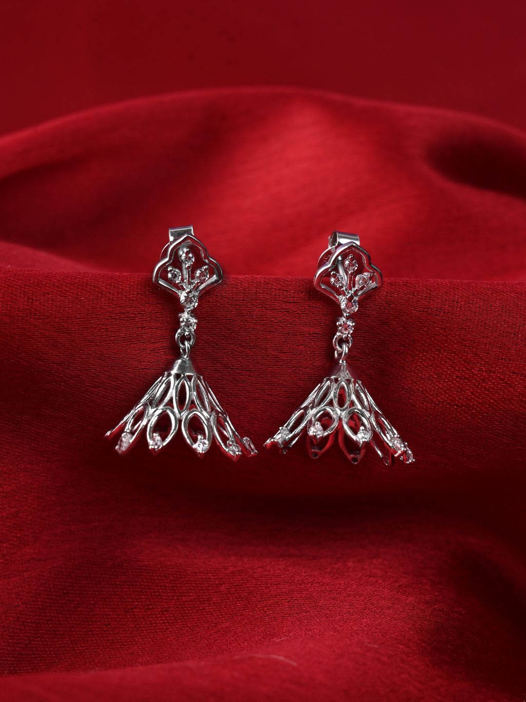 

Clara 925 Sterling Silver Rhodium-Plated Jhumkas Earrings