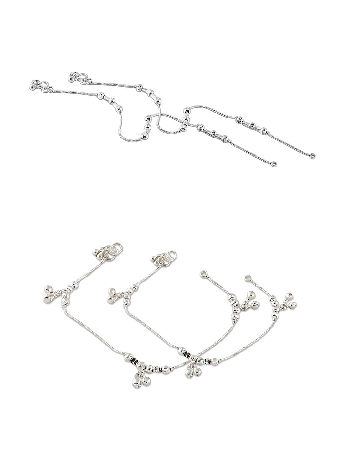 

Heer Collection Set Of 2 Silver-Plated Anklets