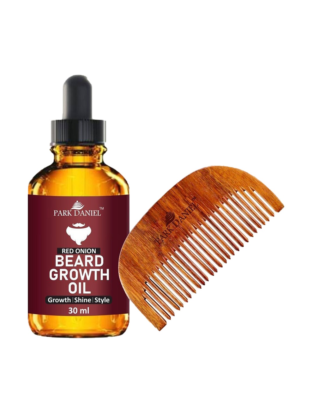 

Park Daniel Set Of 2 Red Onion Beard Growth Oil With Comb - 30 ml, Brown