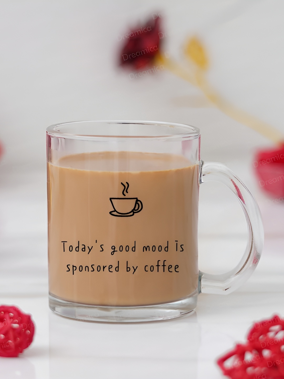 

SUBLIKRAFT Transparent and Black Text or Slogans Printed Glass Glossy Mug 330 ml