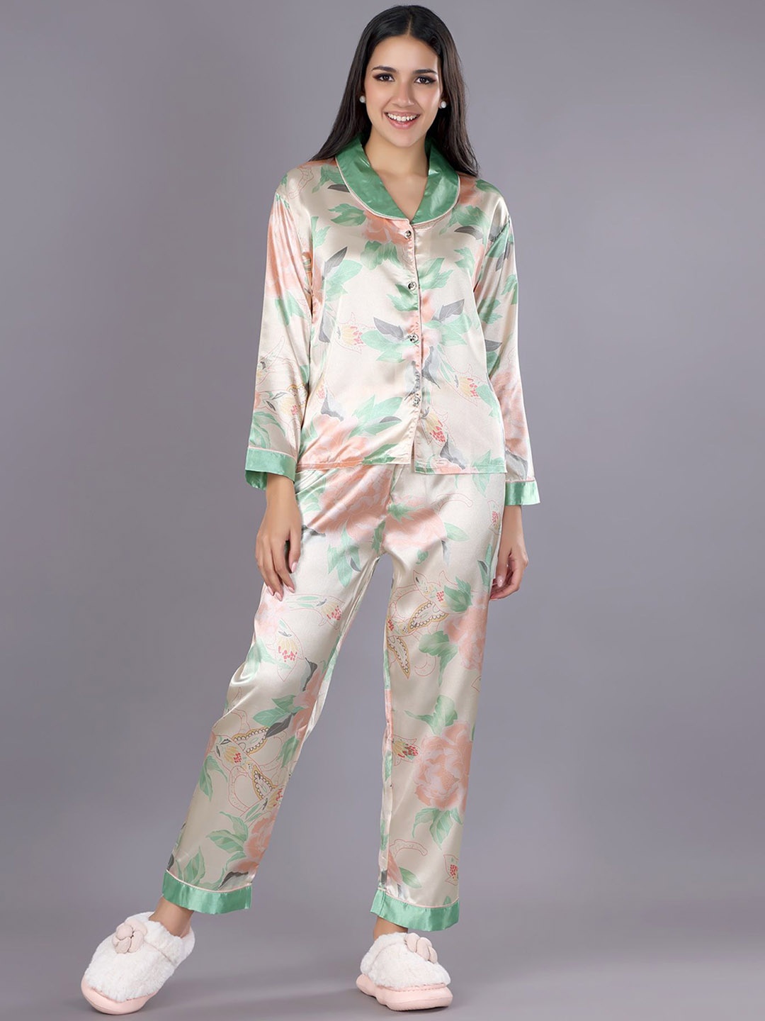

ANSEE by Addery Women Floral Printed Night suit, Green