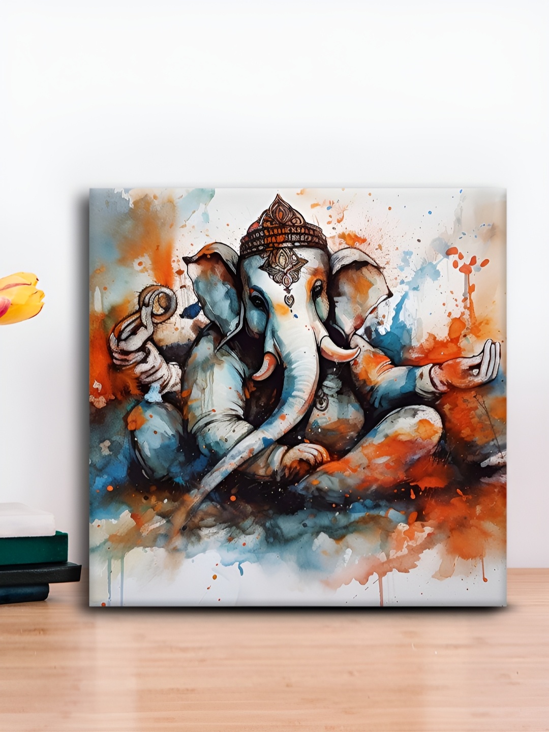 

OLIVE TREE Red & Blue Lord Ganesha Canvas Painting Wall Art