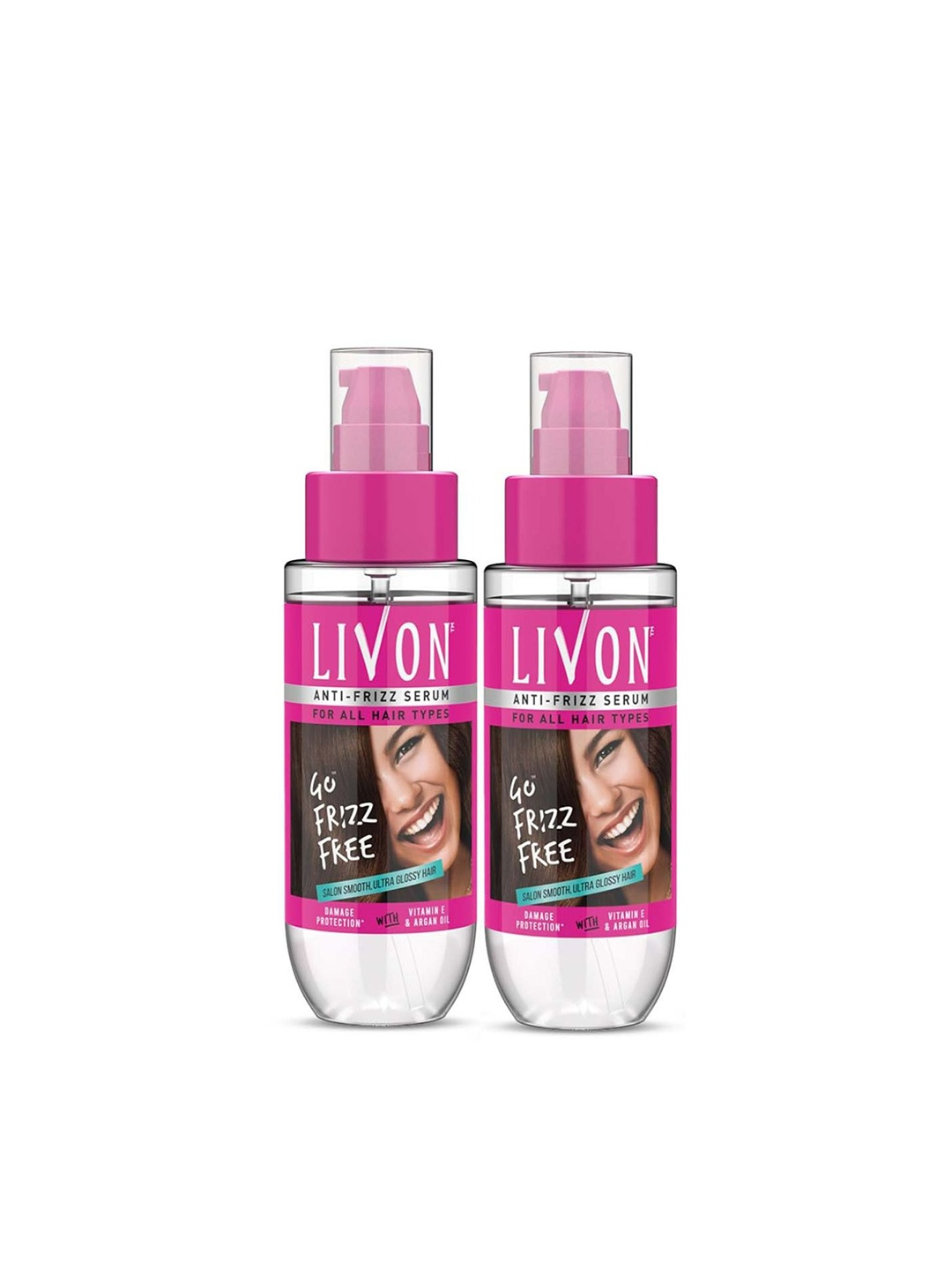 

Livon Set of 2 Hair Serum For Frizz-free Smooth Hair With Argan Oil & Vitamin E- 50ml Each, Pink