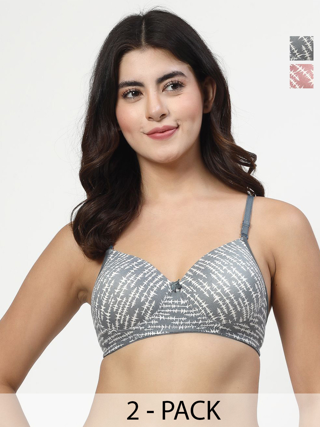 

Docare Women Cotton Pack of 2 Full Coverage Lightly Padded Bra, Grey
