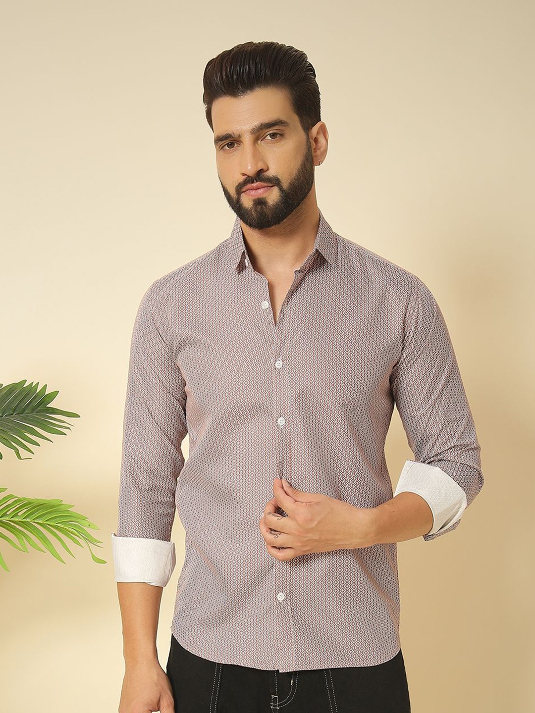 

YOUTH FIRST Men Premium Spread Collar Checked Casual Shirt, Purple
