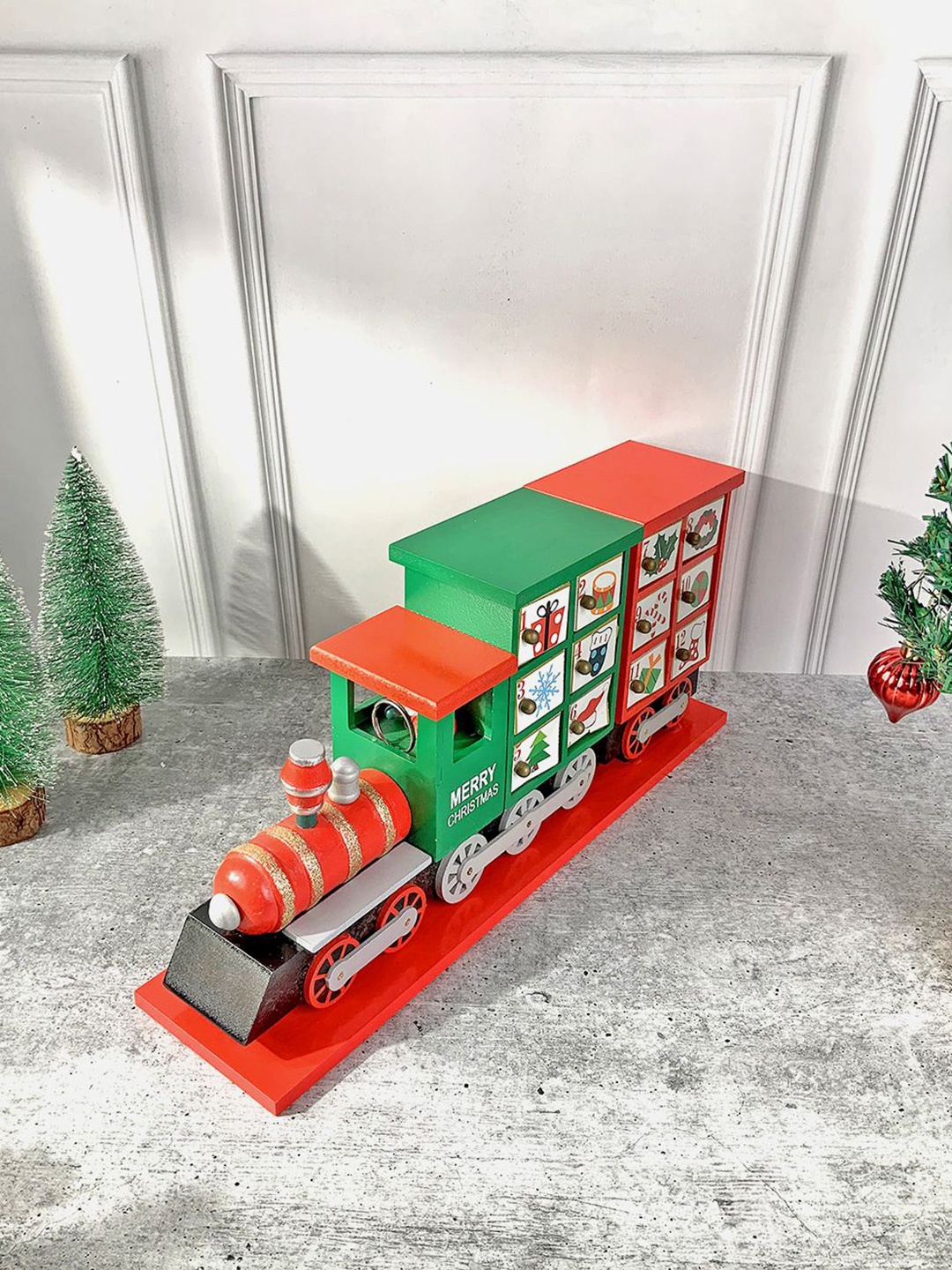 

Little Surprise Box LLP Wooden Train Shape Advent Calendar for Christmas, Red
