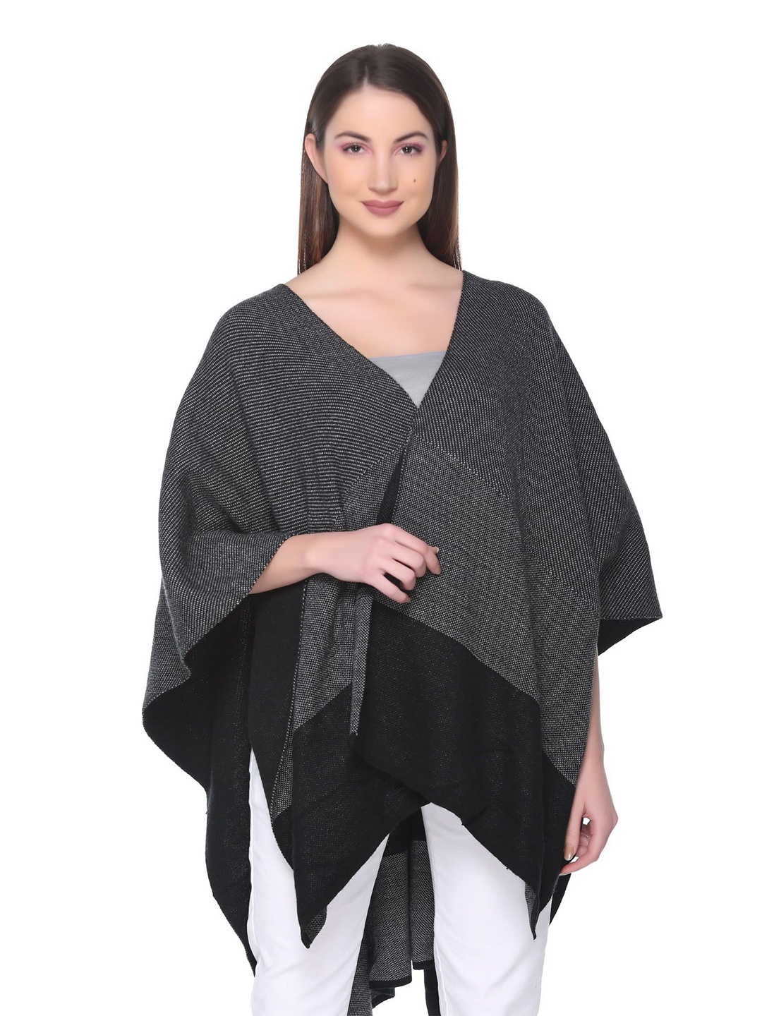 

MONTREX Self Design Acrylic Poncho, Grey