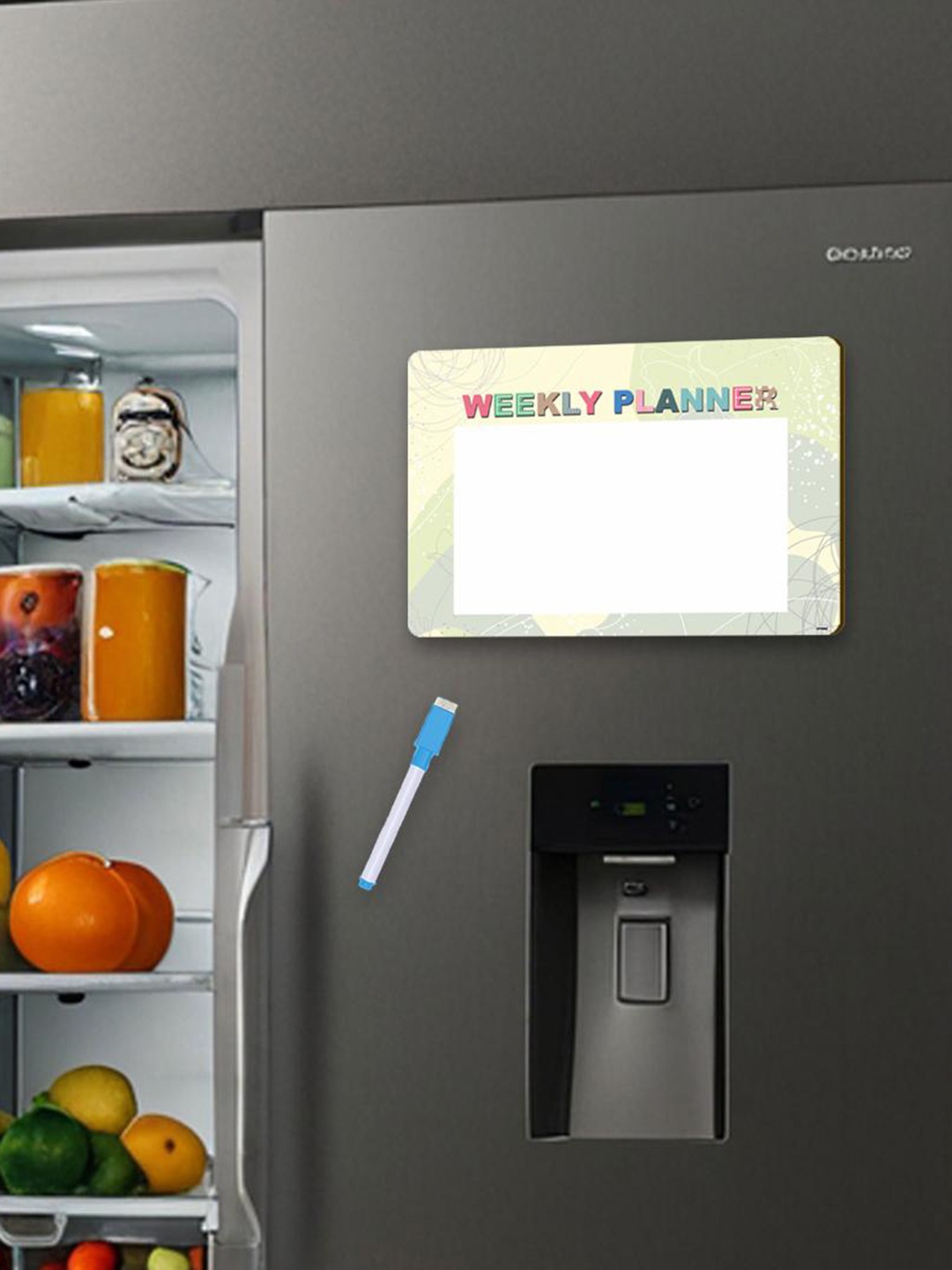 

CVANU White & Yellow Printed Paper Fridge Magnetic Sticker