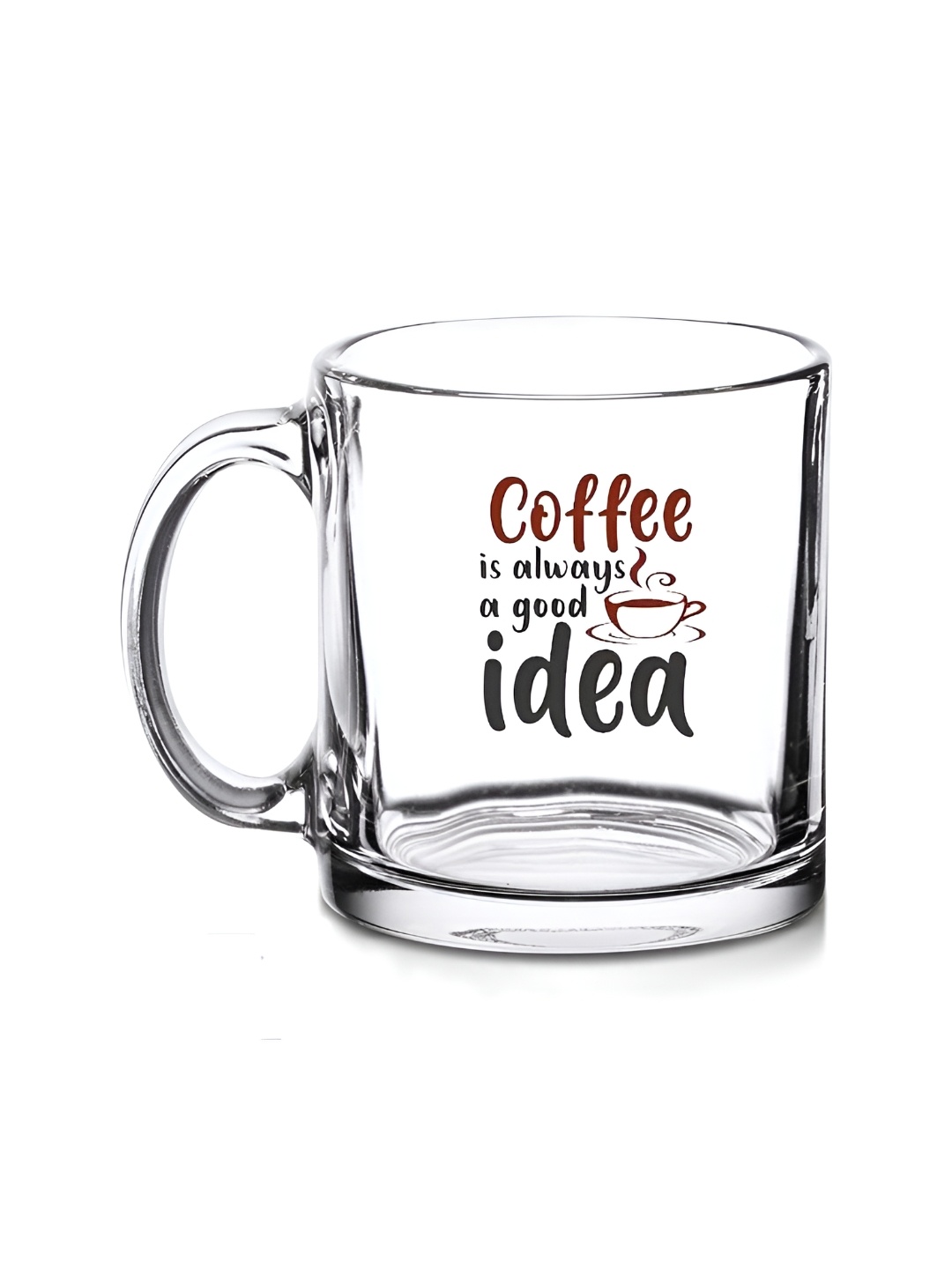 

SUBLIKRAFT Transparent and Black Text or Slogans Printed Glass Glossy Mug 330 ml