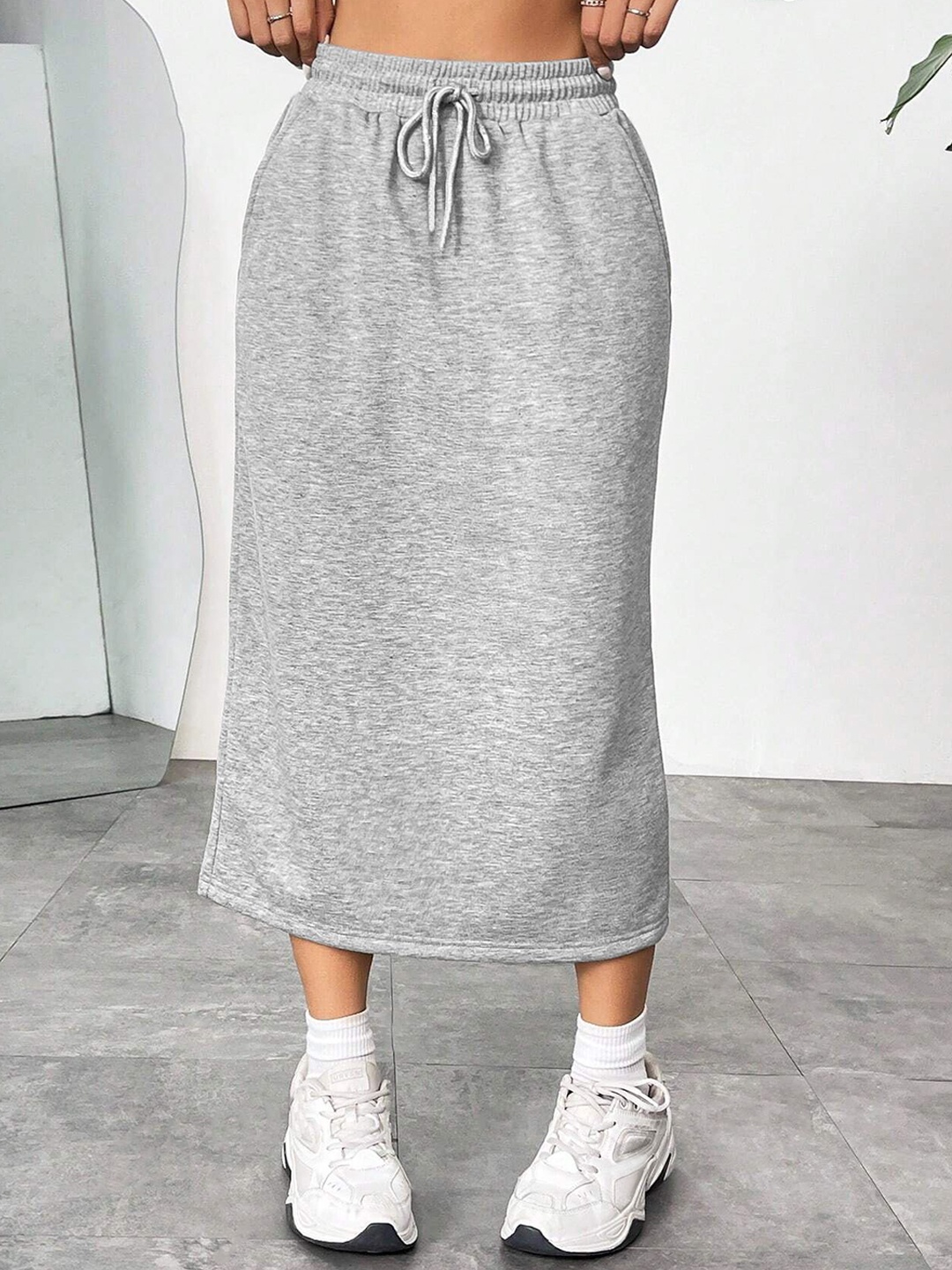 

Stylecast X Slyck A-Line Midi Skirt, Grey