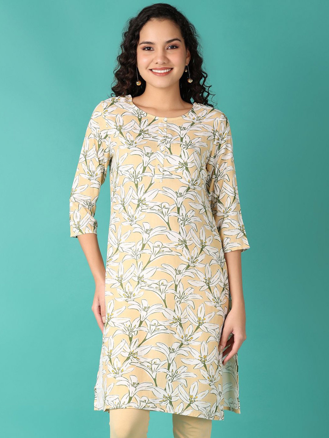 

V-Mart Women Paisley Printed Mirror Work Kurta, Off white