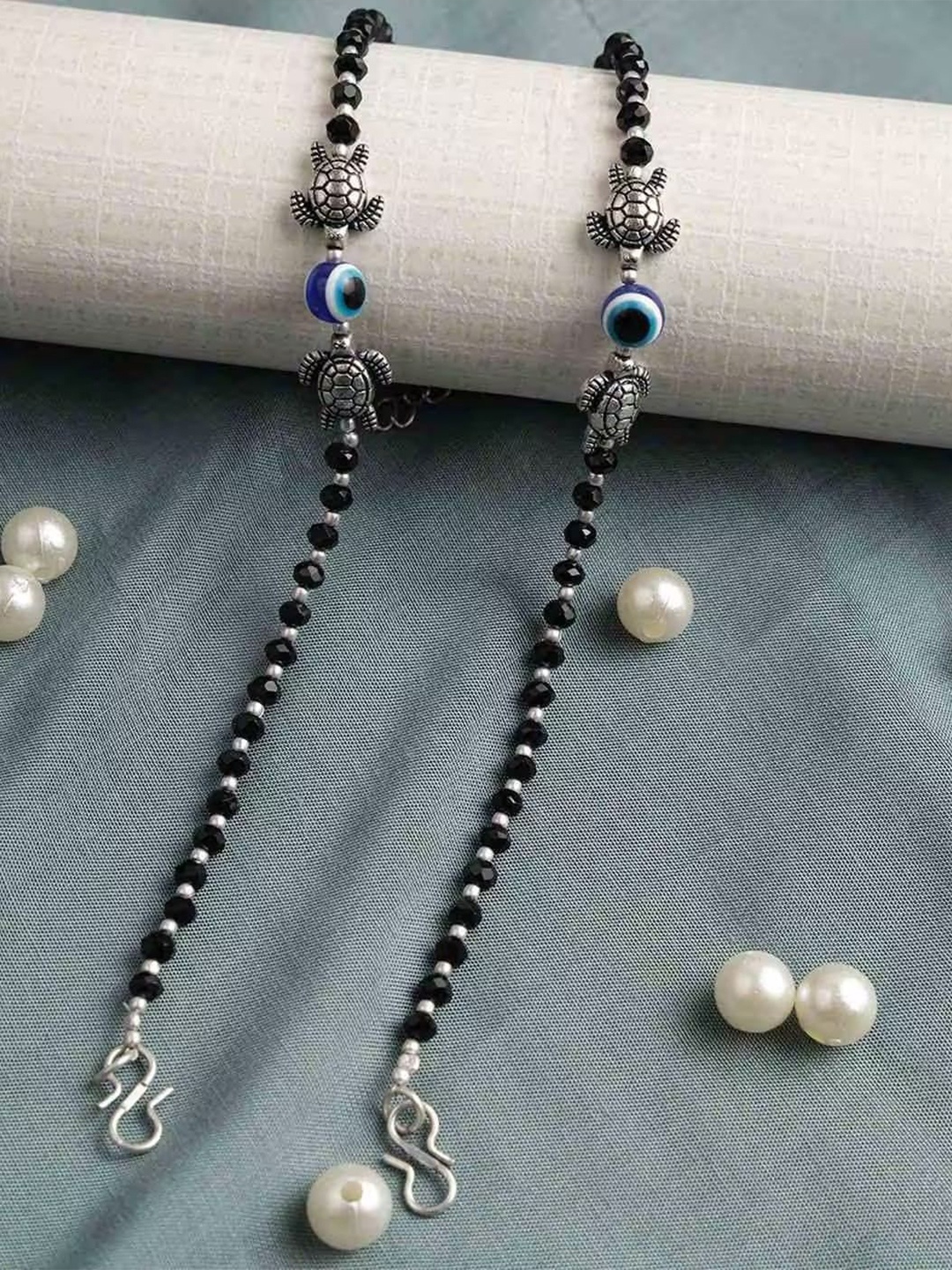 

HIGH TRENDZ Silver-Plated Beaded Anklets
