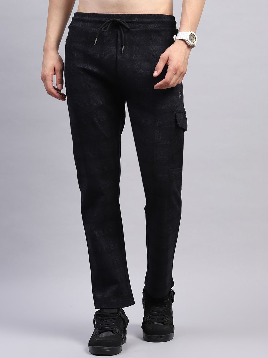 

Monte Carlo Men Mid Rise Regular Fit Track Pants, Black