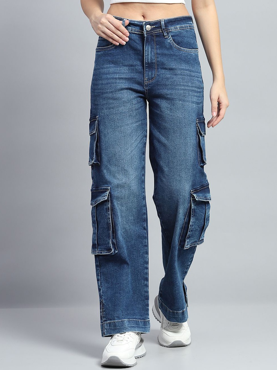 

Monte Carlo Women Regular Fit Cargos Trousers, Blue
