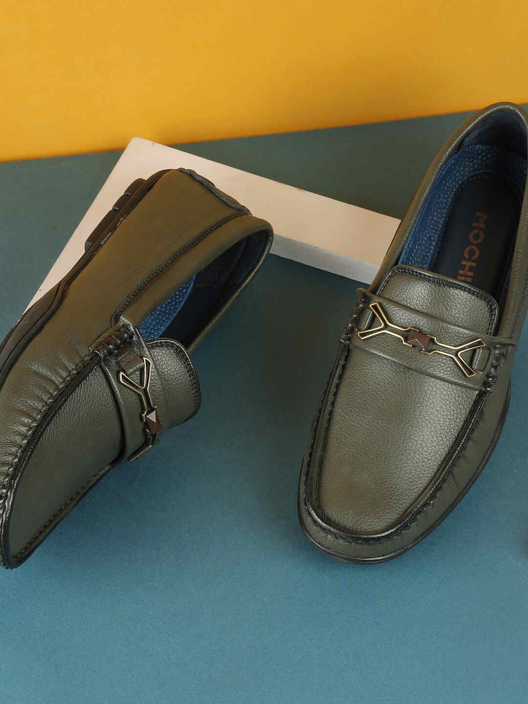 

Mochi Men Round Toe Loafers Shoes, Green