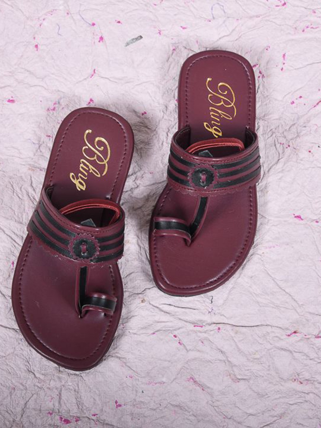 

Bling footwears Boys Ethnic Open Toe Flats, Maroon