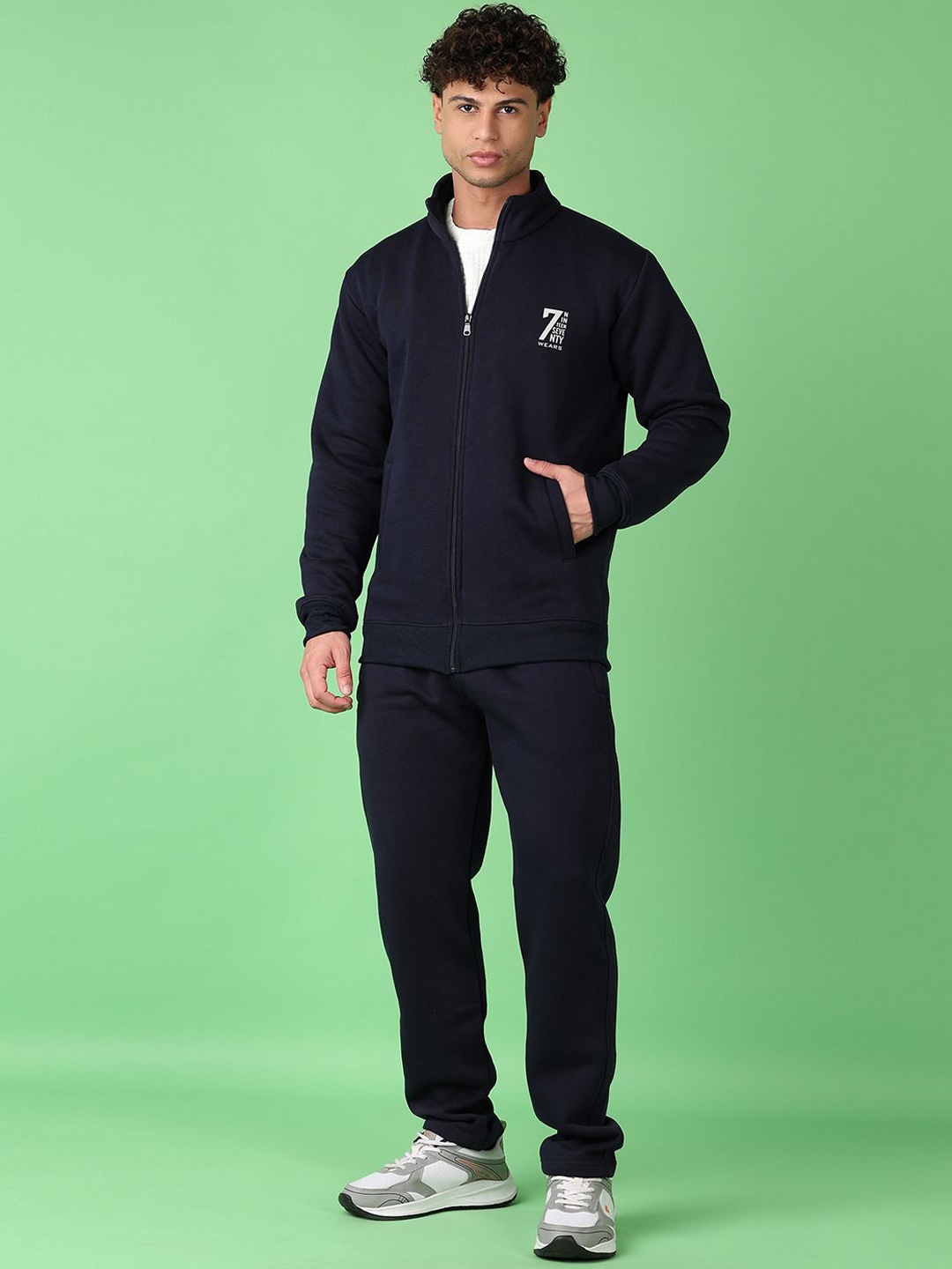 

V-Mart Men Cotton Mock Collar Tracksuits, Blue