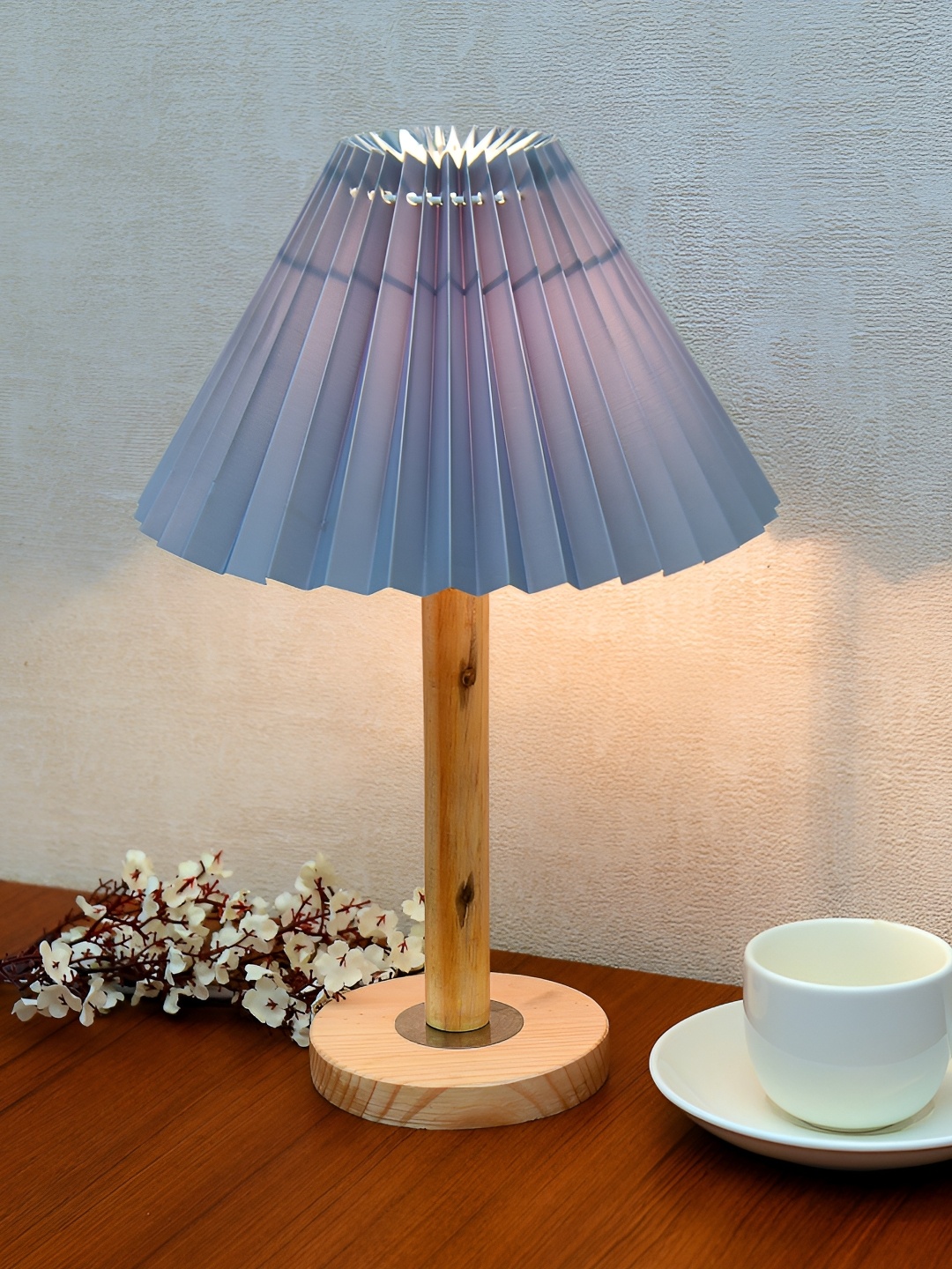 

Homesake Grey Wood Contemporary Frusturical Shaped Table Lamp
