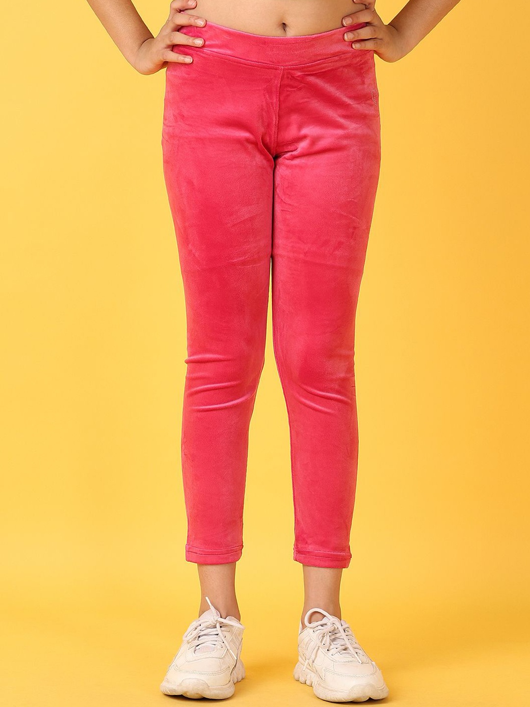 

V-Mart Girls Solid Cropped Tights, Fuchsia