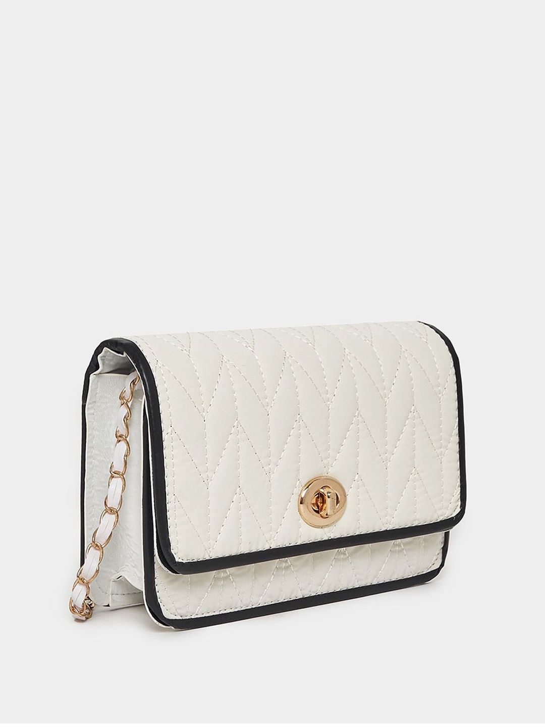 

Styli Women Textured Solid Structured Sling Bag, White
