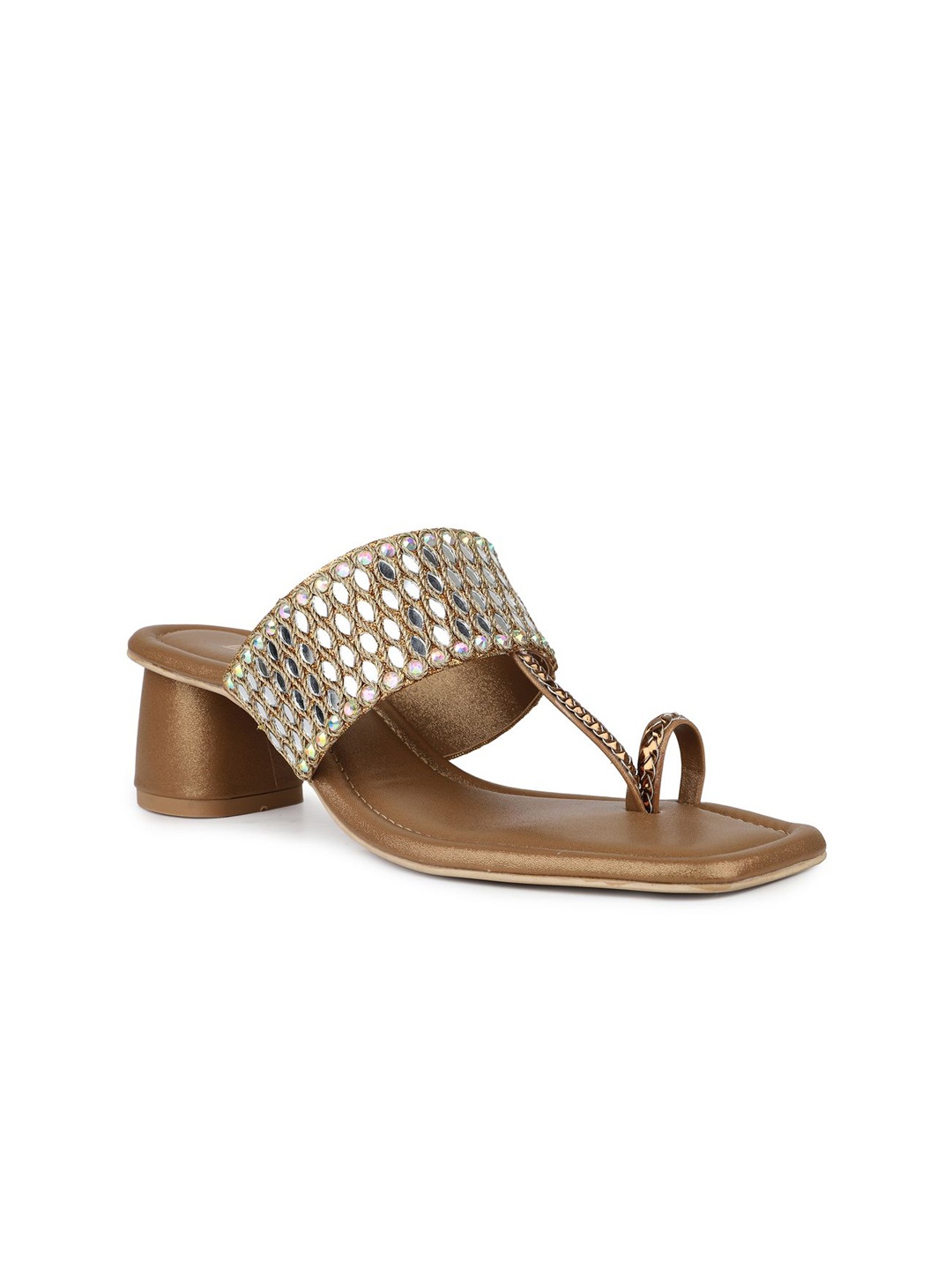 

Inc 5 Embellished Ethnic Block Heel Sandals, Brown