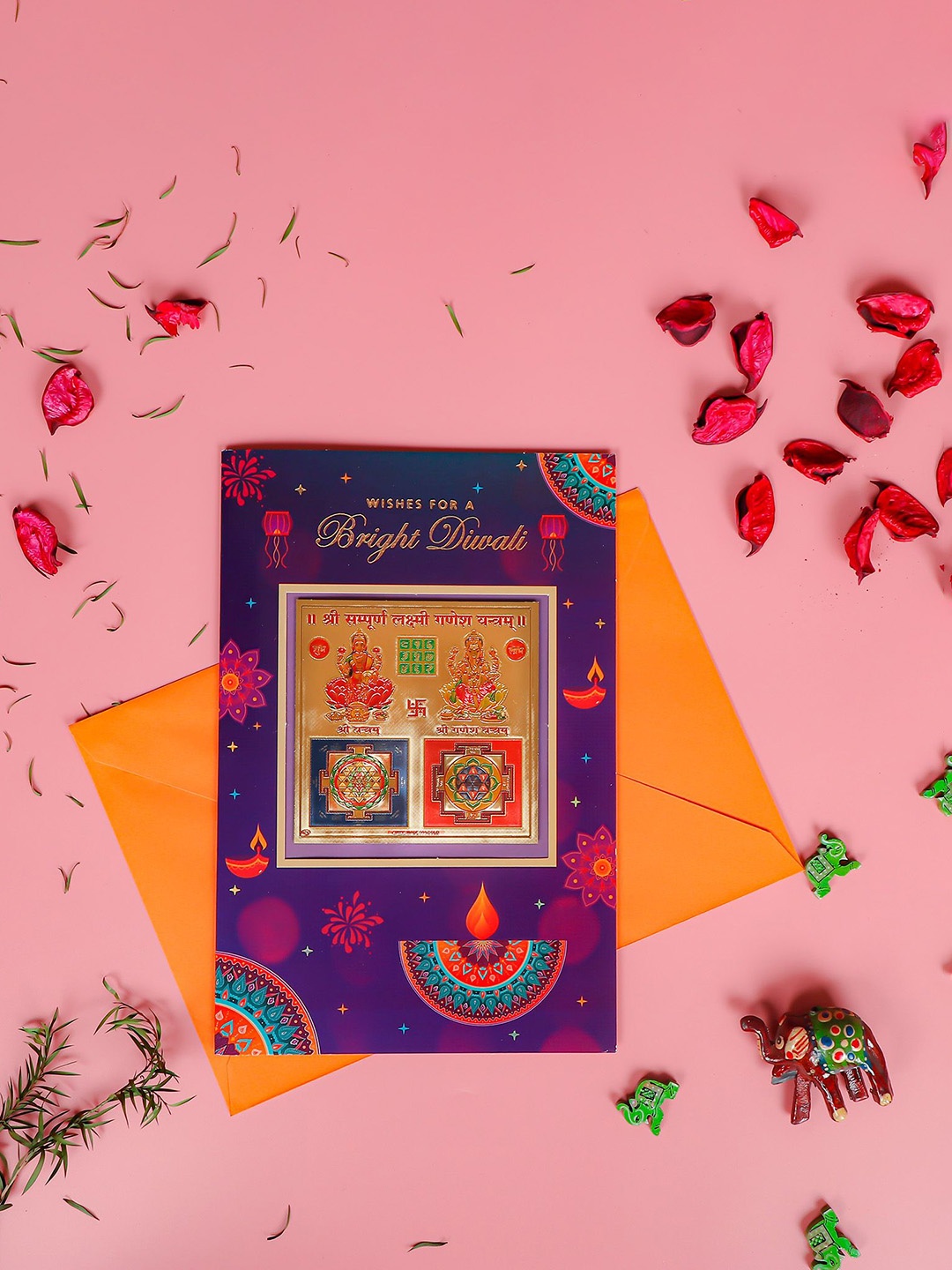 

Archies Self Design Bright Diwali Wishes Greeting Card, Purple