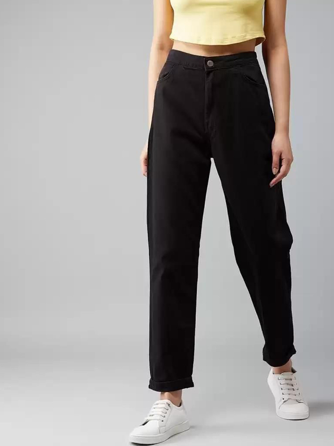 

Stylecast X Kotty Women Straight Fit High-Rise Stretchable Jeans, Black