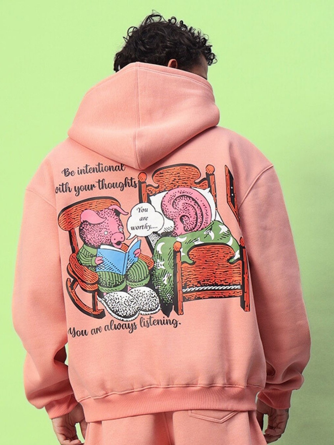 

WEARDUDS Men Printed Sweatshirt, Peach