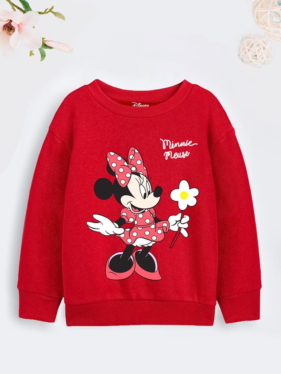 

YK Disney Girls Disney Minnie Mouse Printed Pullover Sweatshirt, Red