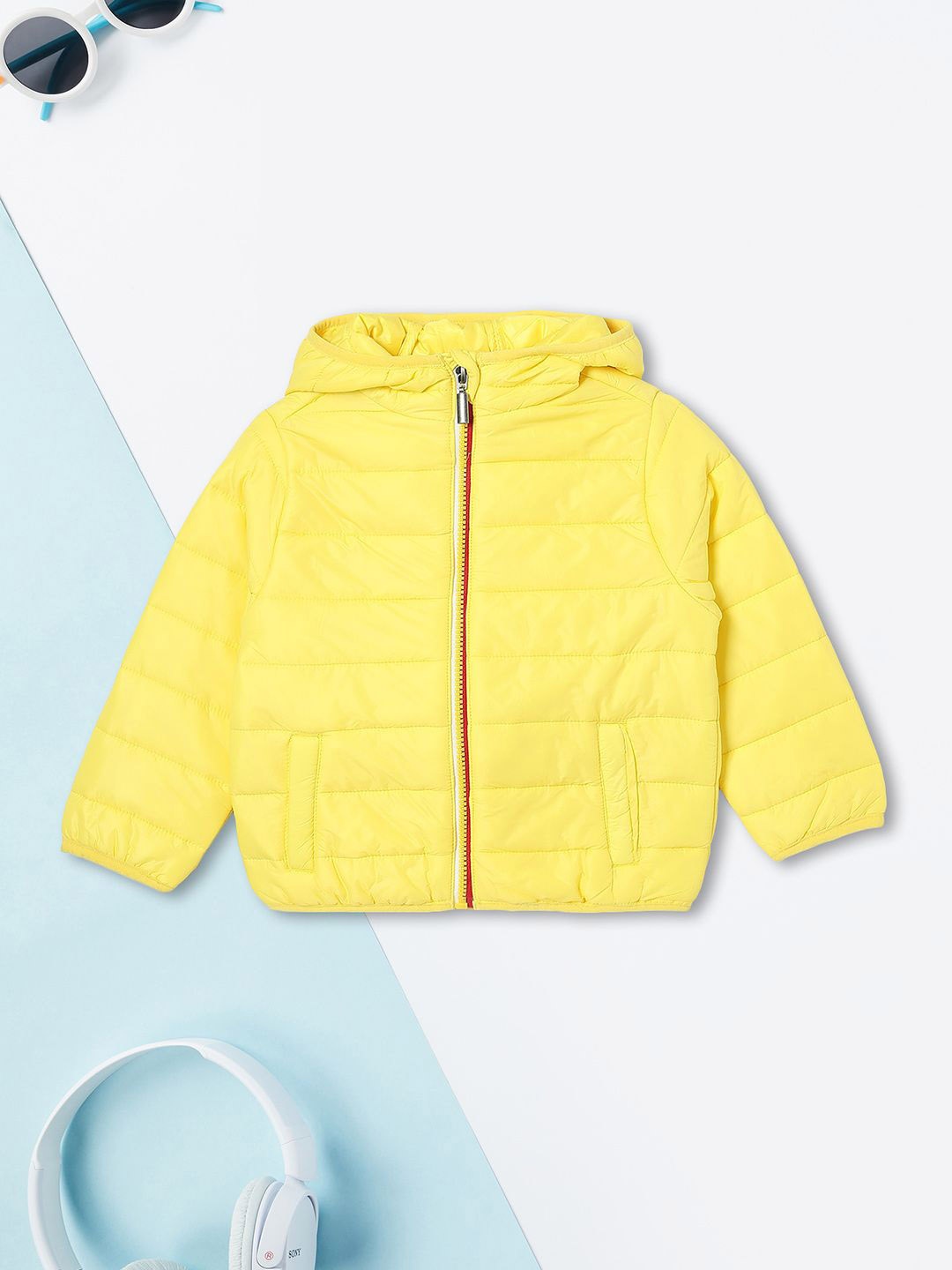 

max Boys Hooded Solid Casual Padded Jacket, Yellow