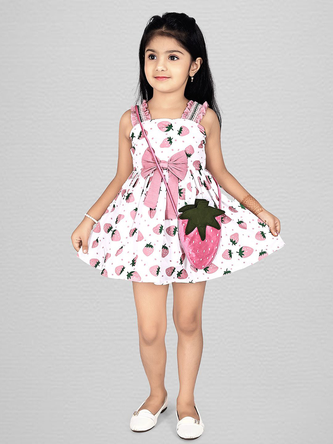 

Fabangel Cotton Conversational Print Fit & Flare Dress, White