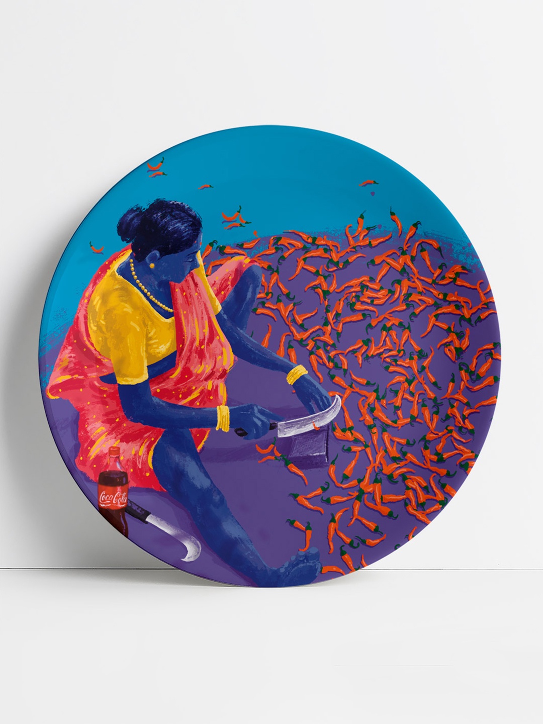

The Plated Project Blue & Red Printed Ceramic Wall Plate