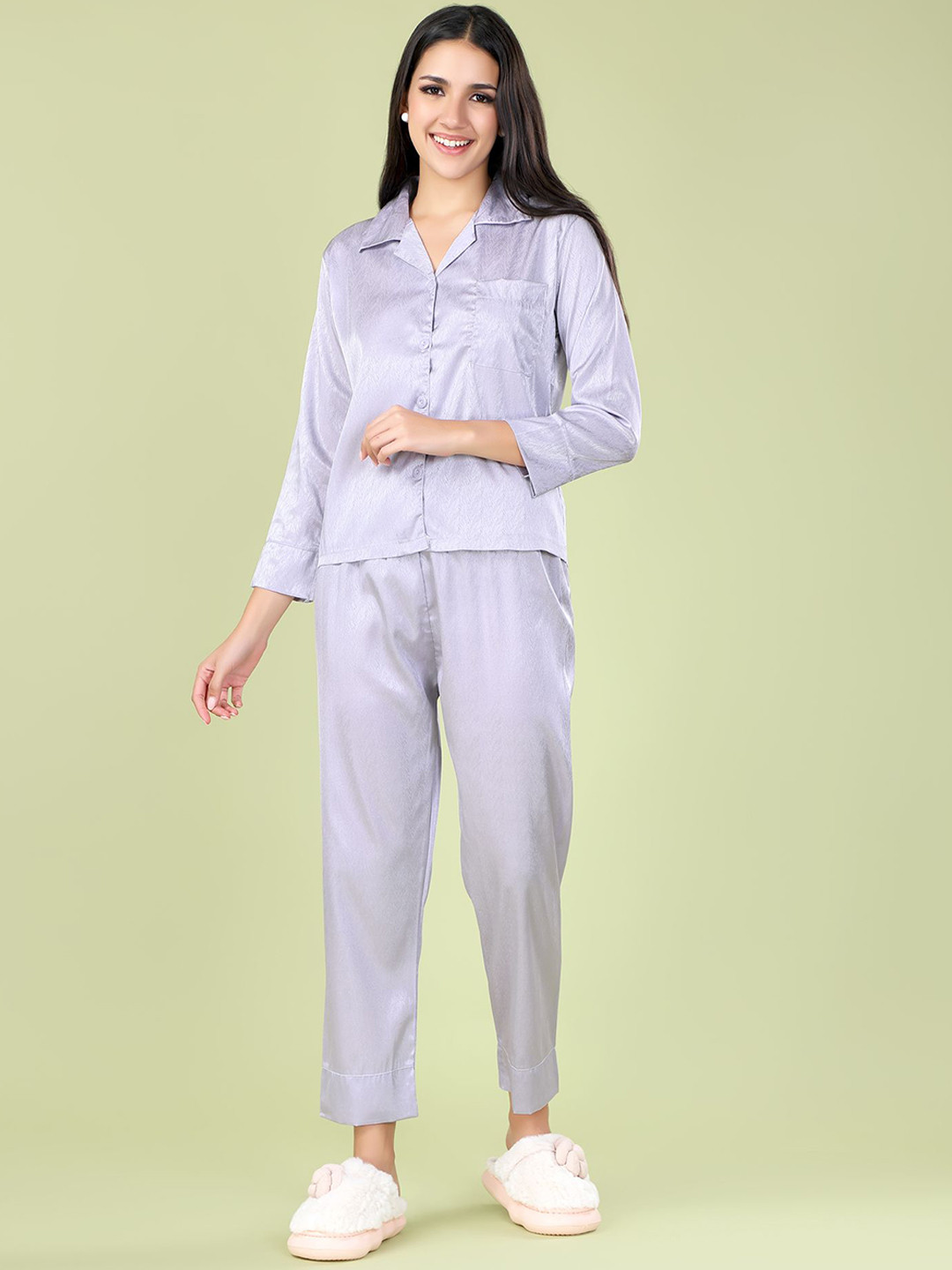 

ANSEE by Addery Women Long Sleeves Night suit, Lavender