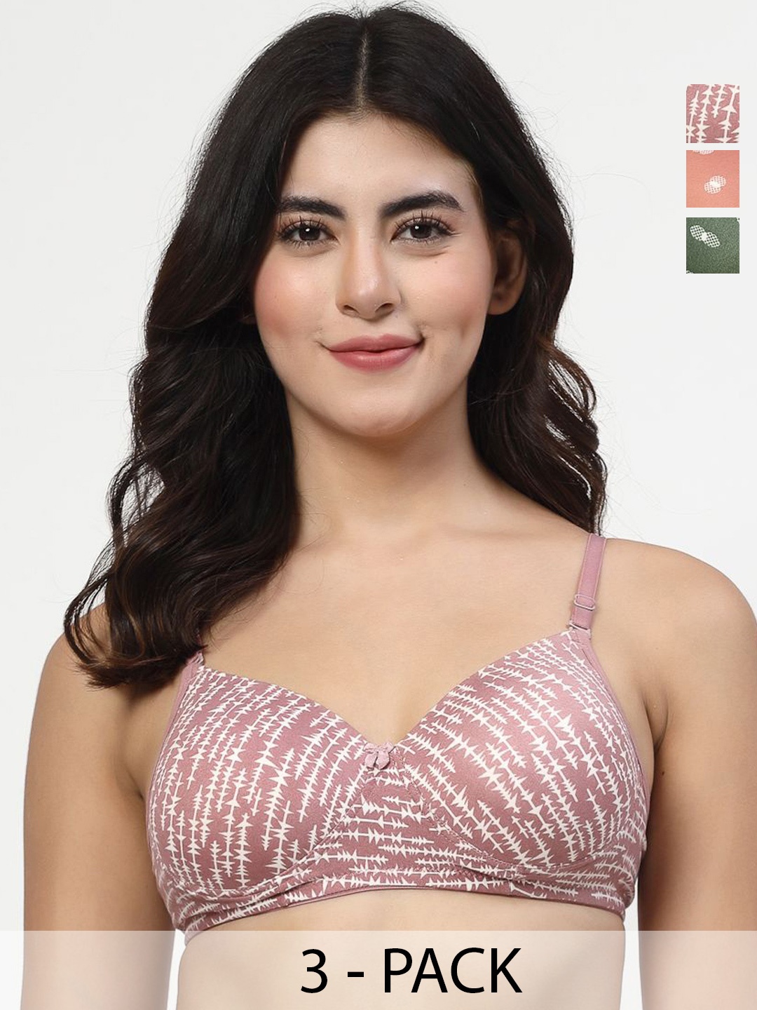 

Docare Women Pack Of 3 Full Coverage Lightly Padded Bra, Brown