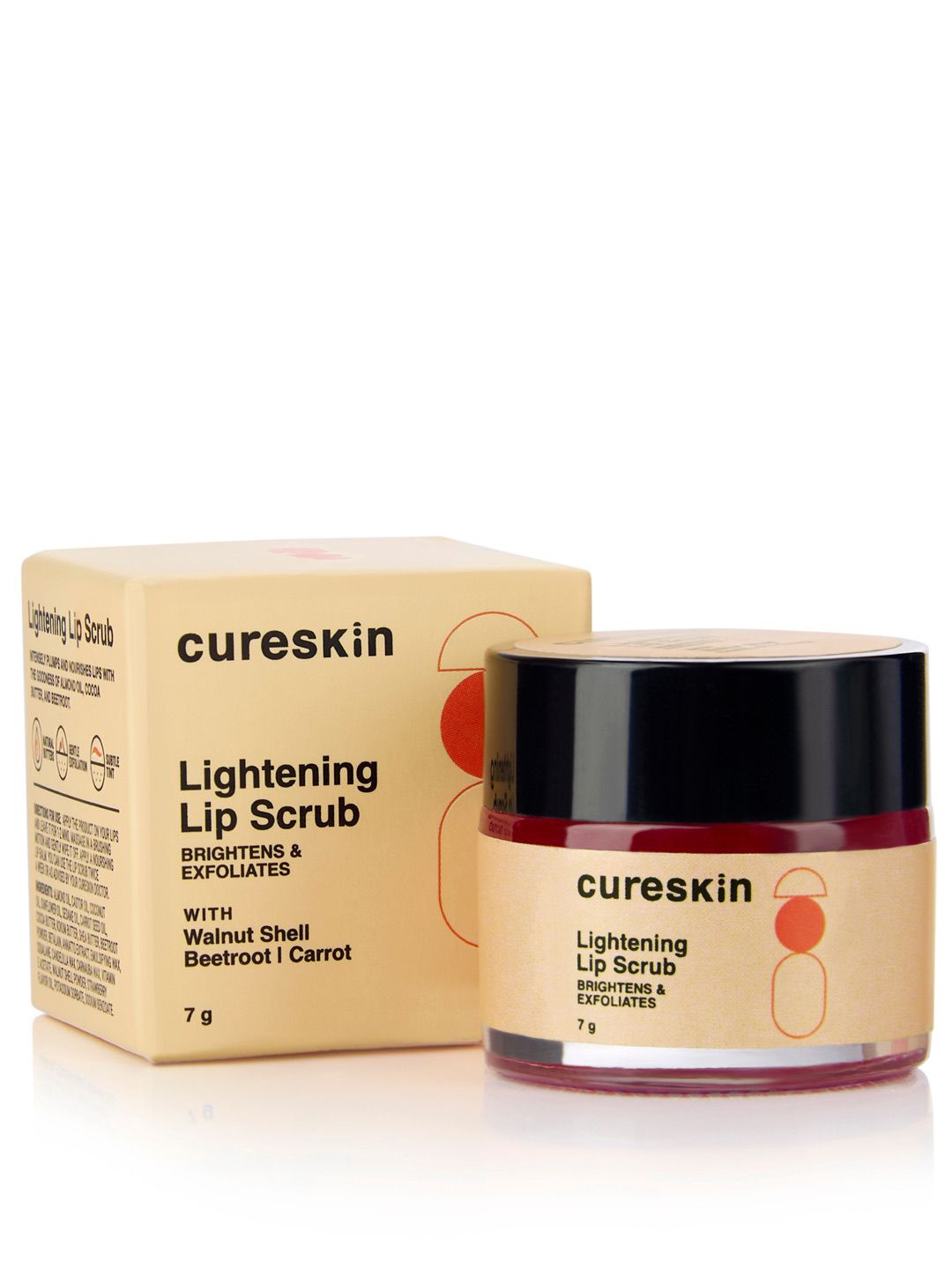 

Cureskin Lightening Lip Scrub With Walnut Shell & Beetroot - 7 g, Purple