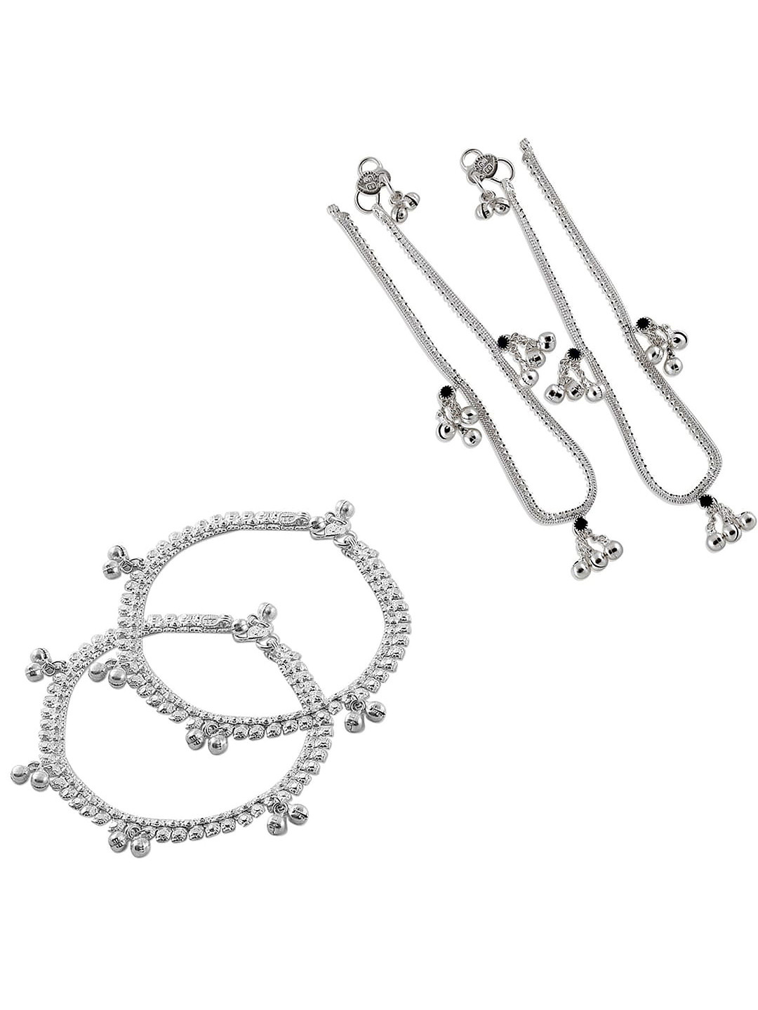 

Heer Collection Set Of 2 Silver-Plated Anklets