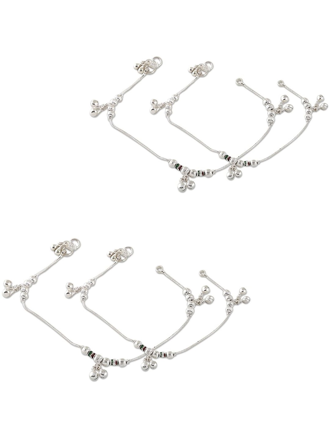 

Heer Collection Set Of 2 Silver-Plated Anklets