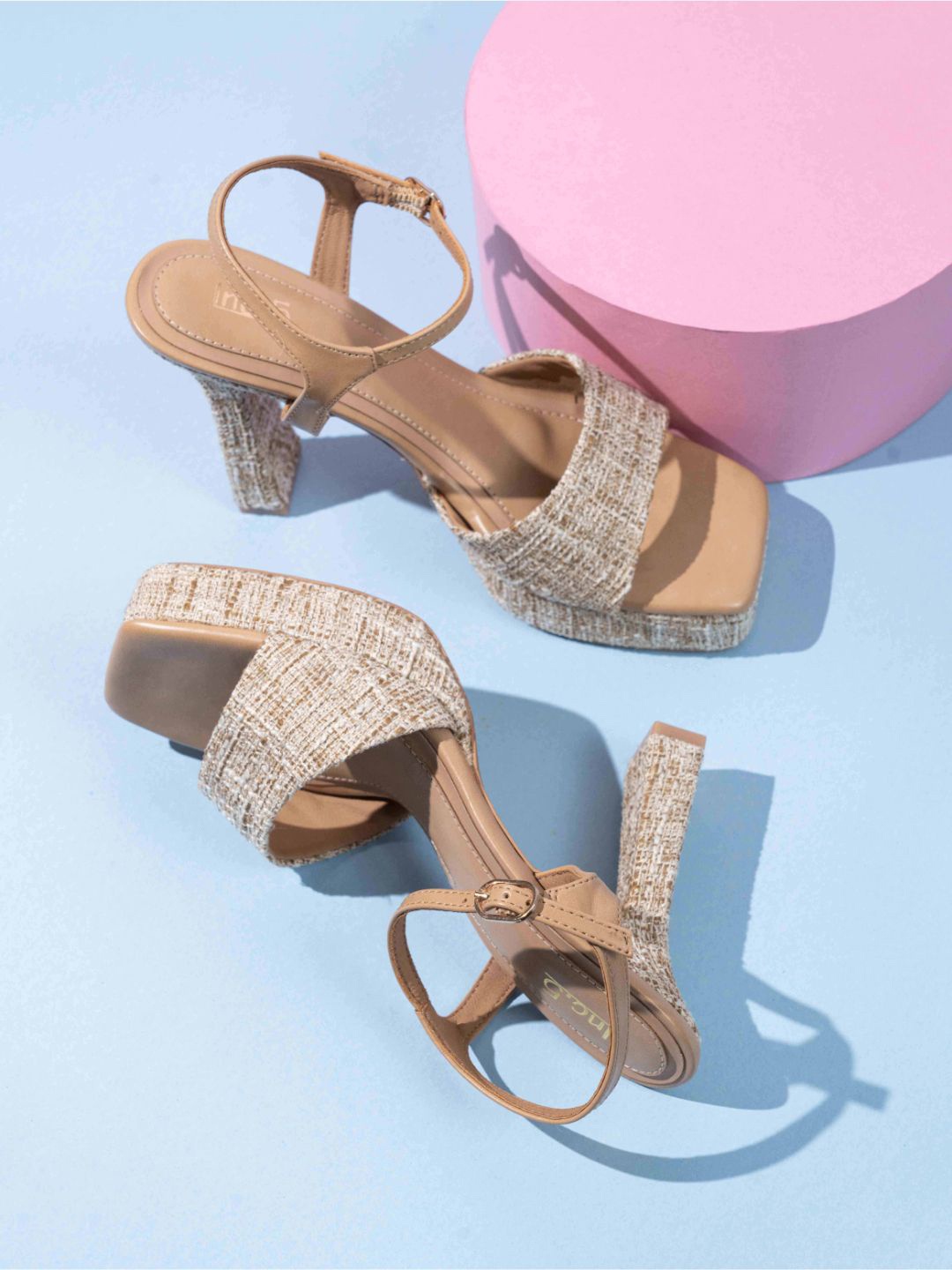 

Inc 5 Women Printed Open Toe Platform Sandals, Beige