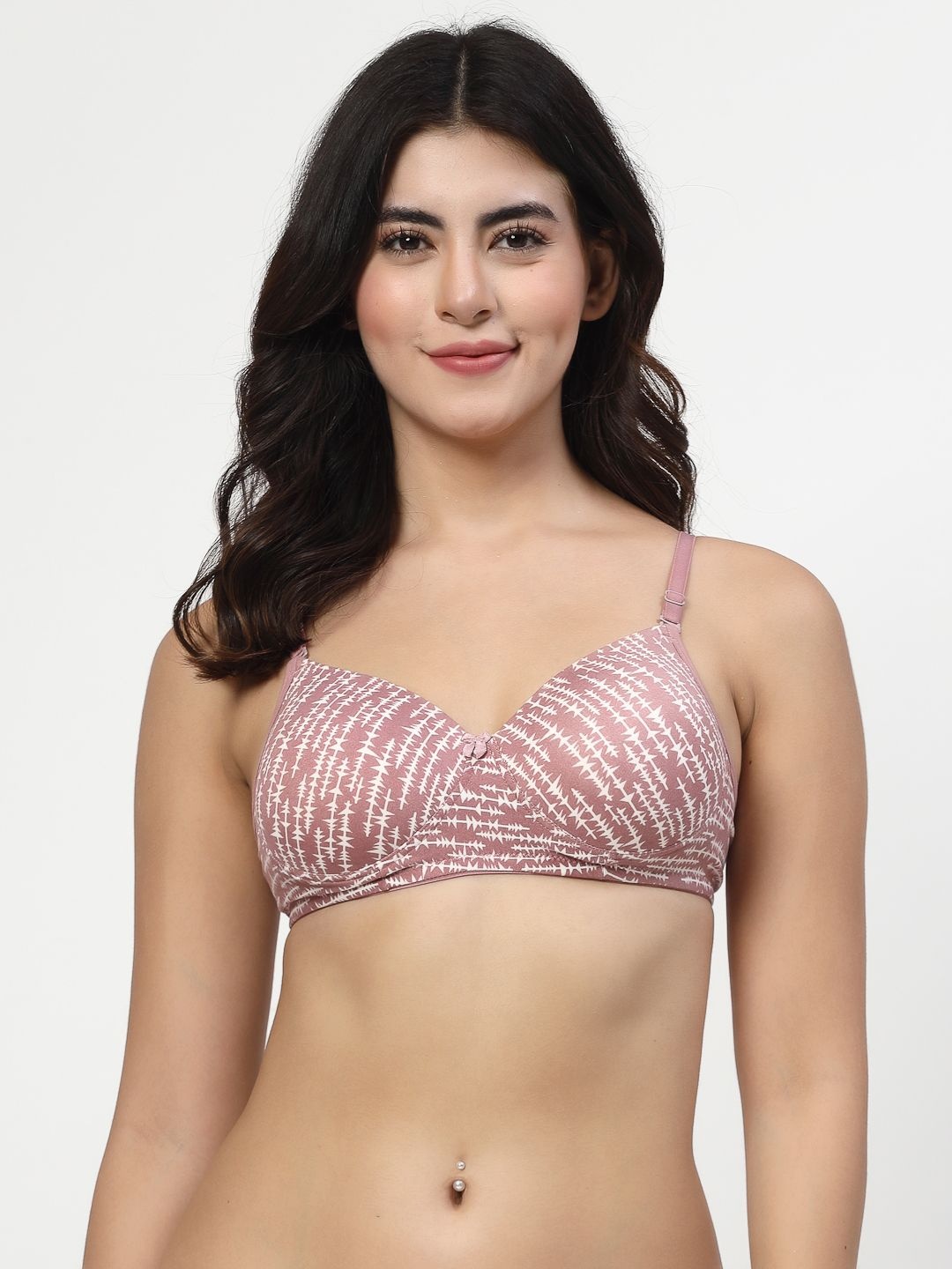 

Docare Abstract Printed Full Coverage Lightly Padded T-shirt Bra, Brown