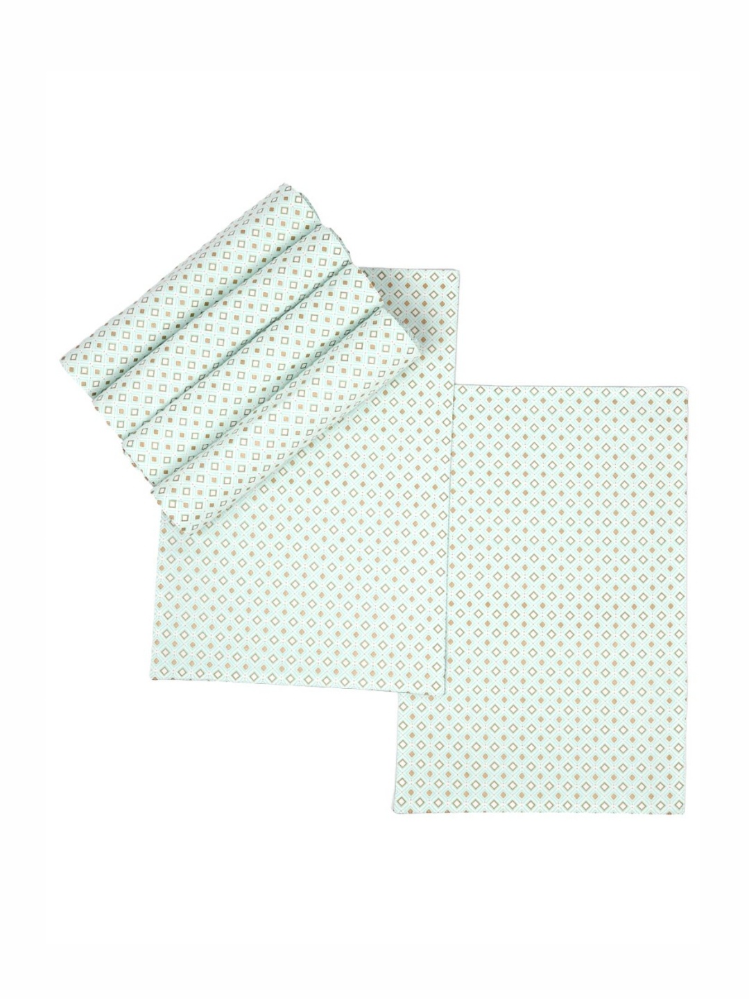 

Ratan Cart Sea Green 4 Pieces Geometric Printed Pure Cotton Rectangular Table Placemats