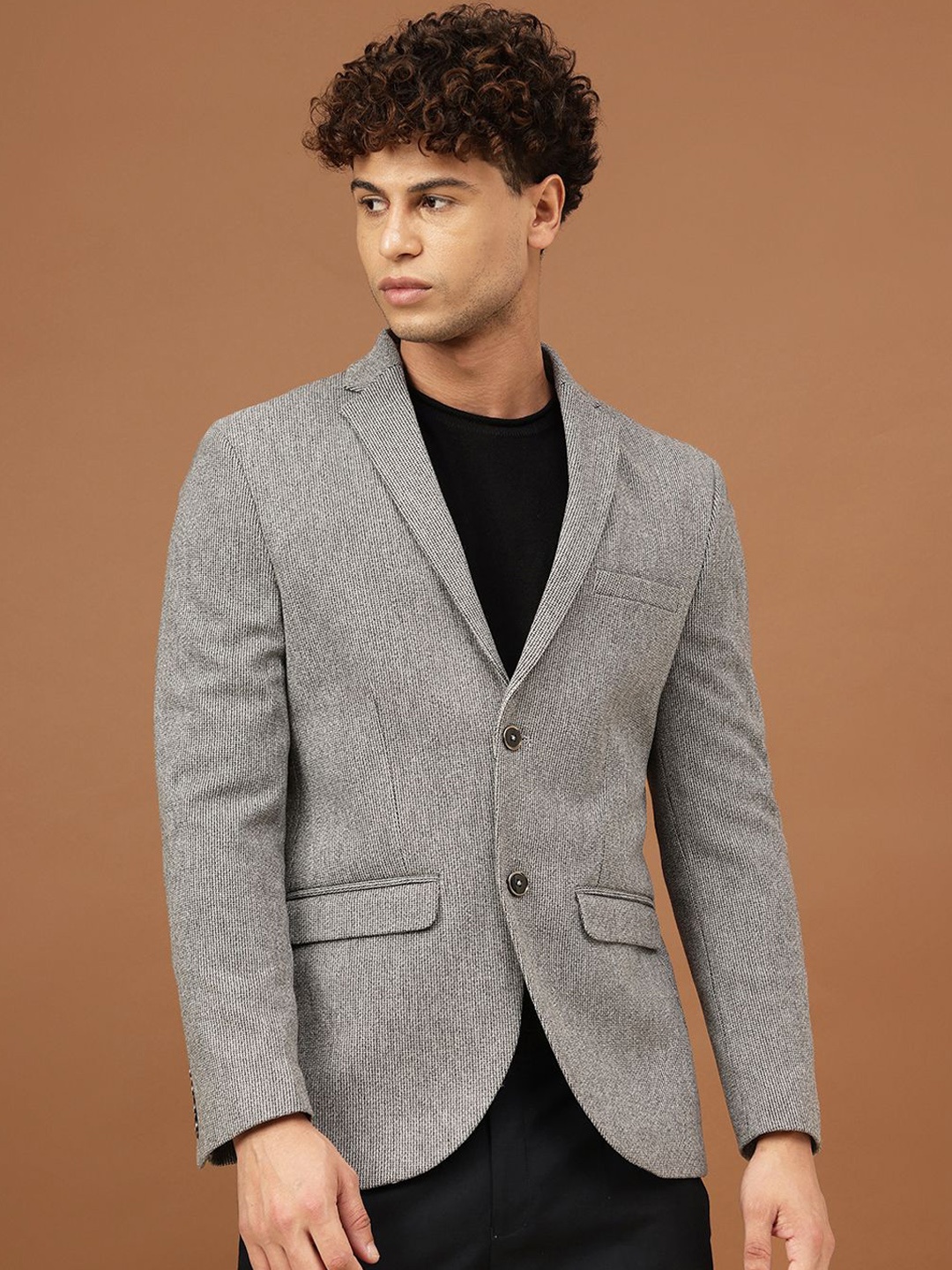 

Richlook Smart-Fit Notched Lapel Single-Breasted Blazer, Grey