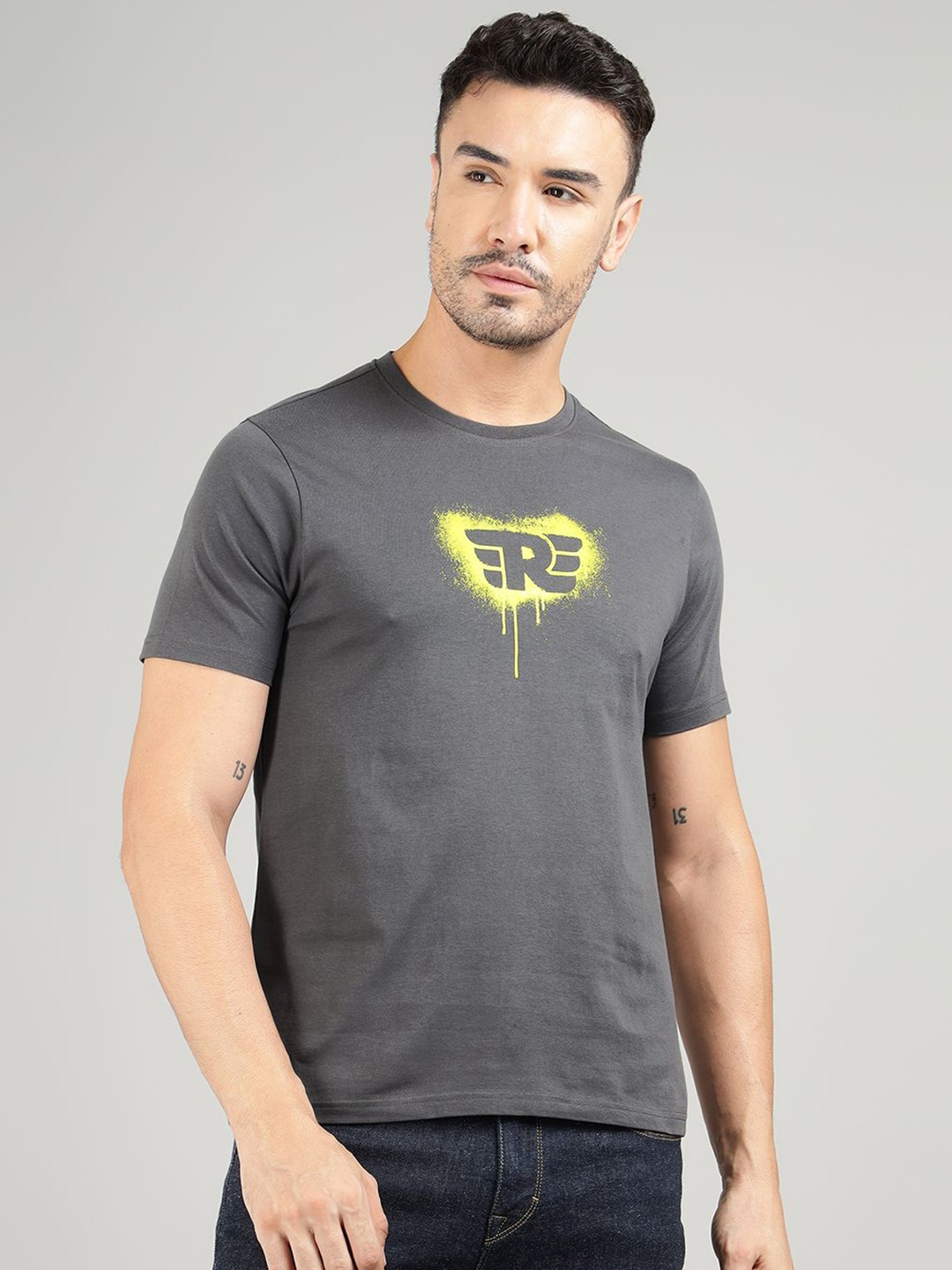 

Royal Enfield Men Graphic Printed Round Neck Cotton T-shirt, Black