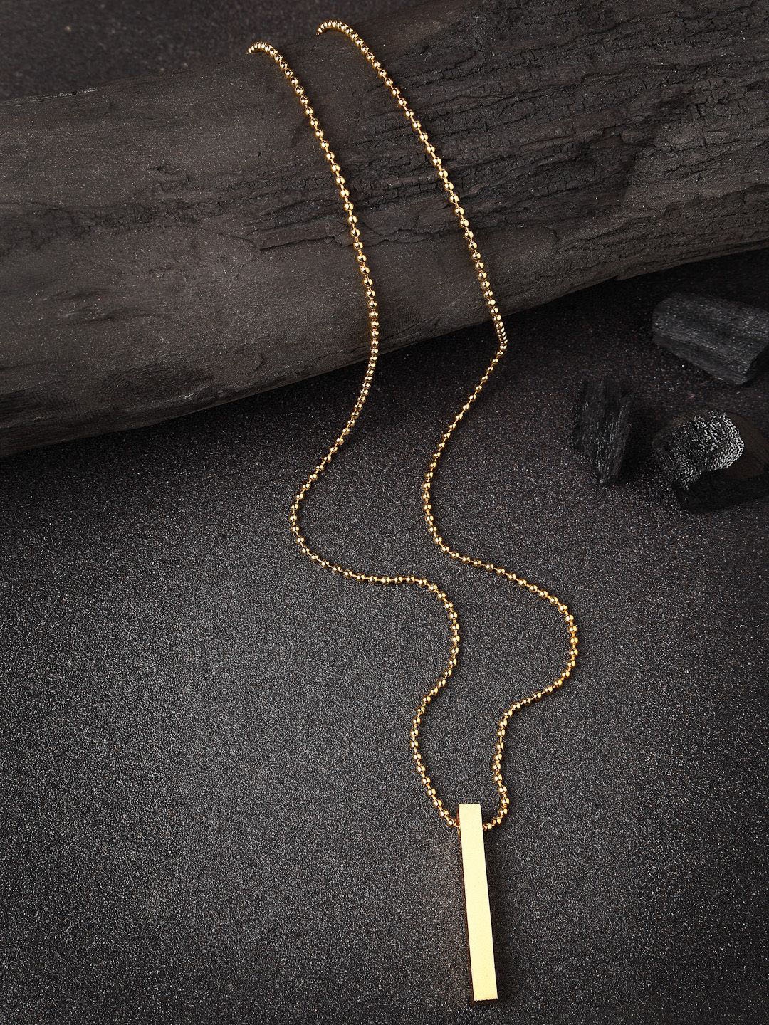 

NVR Men Gold-Plated Geometric Pendant With Chain