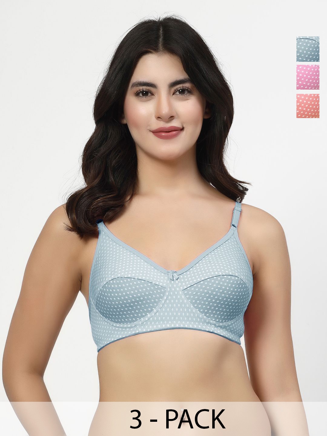 

Docare Pack Of 3 Full Coverage Cotton T-shirt Bra With All Day Comfort, Peach